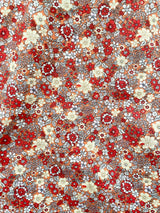 Sac cabas à volants latéraux 100% coton - fleuri orangé