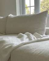 Avalon - Jeté 100% lin nid d'abeille - Blanc naturel