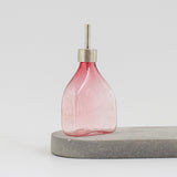 Bouteille à huile rectangulaire - Verre soufflé à la main - Rubis