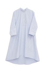 Chemise de nuit évasée à rayures bleues en Oxford