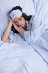 Chemise de nuit courte à rayures bleues en Oxford