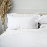 Luxueux drap plat Capri - 100% satin de coton de fibres longues - Blanc