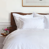 Luxueux drap plat Capri - 100% satin de coton de fibres longues - Blanc