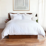Luxueux drap plat Capri - 100% satin de coton de fibres longues - Blanc