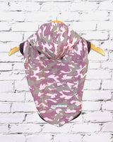 Chandail à capuchon pour chien, à motif camouflage rose "Emma"