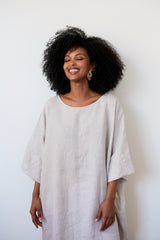 Caftan à poches - Sable - 100% Lin - Taille Unique