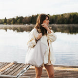 Le sac rayé pour le marché - Taupe