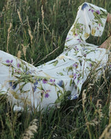 Peignoir en charmeuse de soie à motif floral