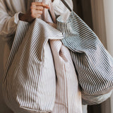 Le sac rayé pour le marché - Taupe