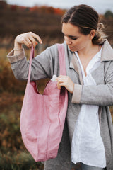Grand sac en lin - Rose