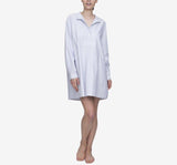 Chemise de nuit courte à rayures bleues en Oxford