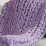 Grand jeté de tricot en grosses mailles – Fait de laine mérinos 100% hypoallergénique- Lavande