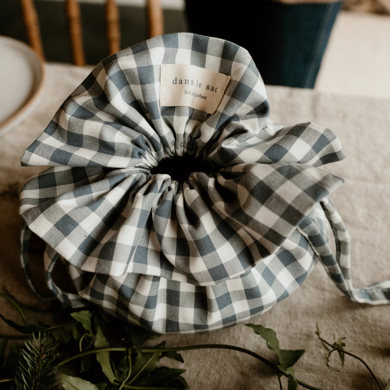 Sac à pain doublé Gingham - Bleu