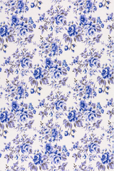 Chemise de nuit longue - Bleu fleuri