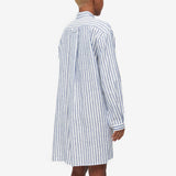 Chemise de nuit courte en 100% lin de luxe - Cabana - Rayures bleu marine