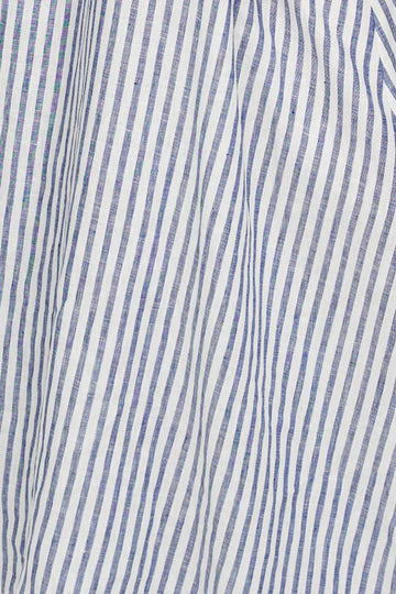 Chemise de nuit longue en 100% lin de luxe - Cabana - Rayures bleu marine
