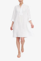 Longue chemise de nuit - 100% Lin - Blanc