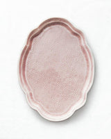 Plat de service de forme ovale, en porcelaine, à motif floral, de taille moyenne - Rose bébé