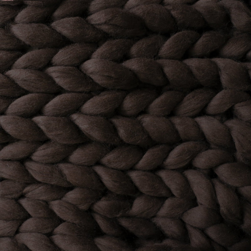 Grand jeté de tricot en grosses mailles – Fait de laine mérinos 100% hypoallergénique- Chocolat