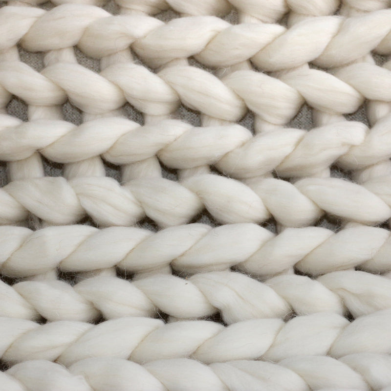 Grand jeté de tricot en grosses mailles – Fait de laine mérinos 100% hypoallergénique- Ivoire