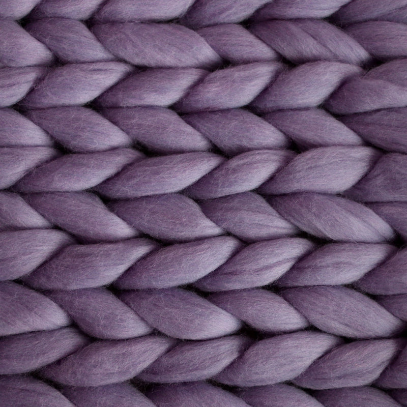 Grand jeté de tricot en grosses mailles – Fait de laine mérinos 100% hypoallergénique- Lavande